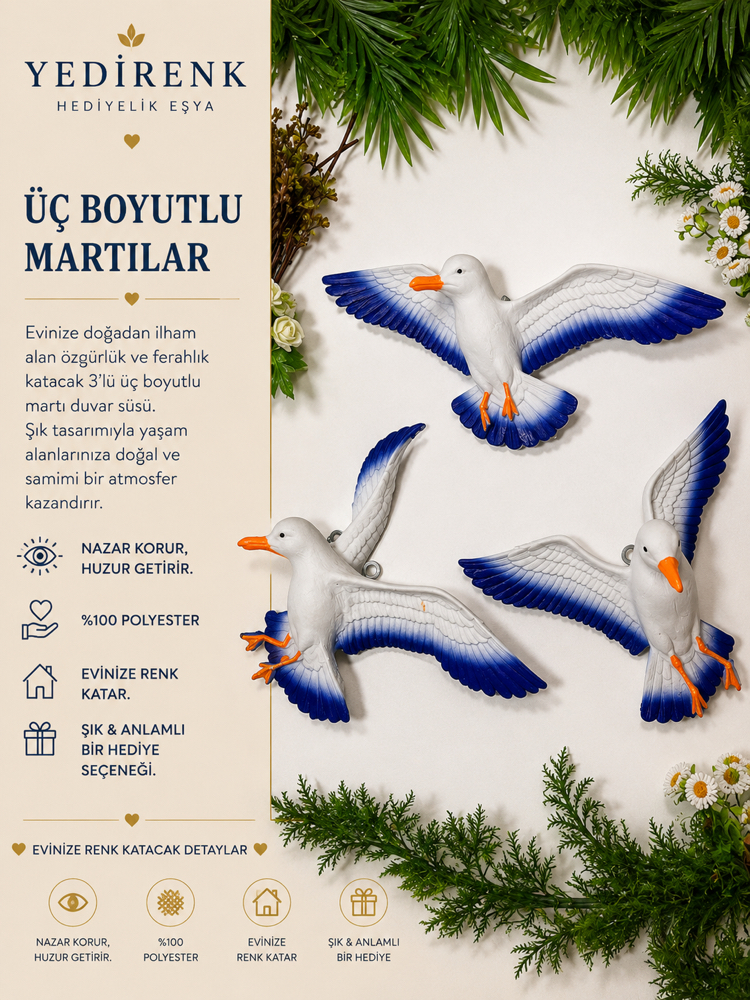Üç Boyutlu Martı Duvar Süsü