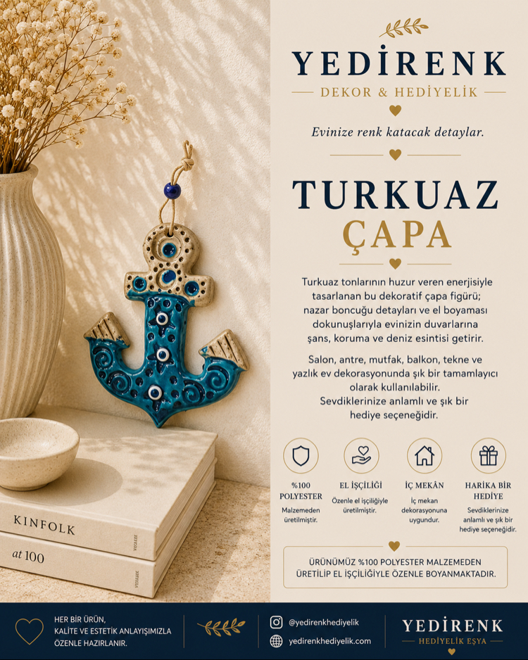 Yedirenk | Turkuaz Çapa Duvar Süsü