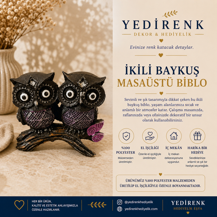 Yedirenk | İkili Baykuş Biblo 