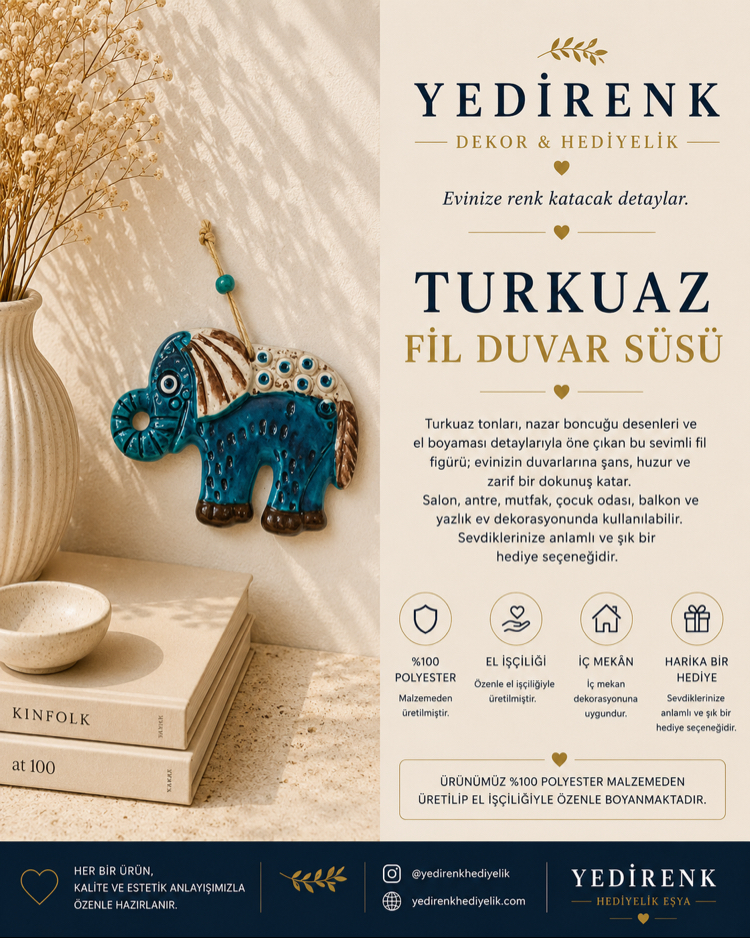 Yedirenk | Turkuaz Fil Duvar Süsü