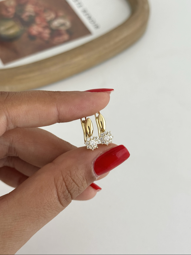 14k Xuping seri çiçek detay küpe 