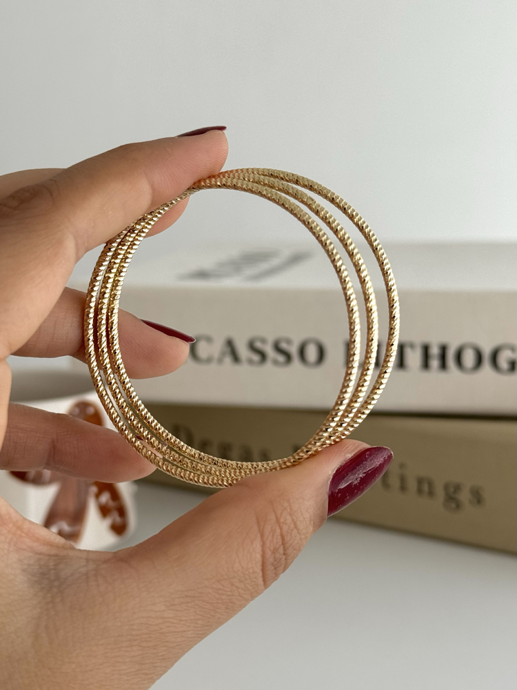 14k xuping seri 3lü Ajda bilezik 55 mm iç çap