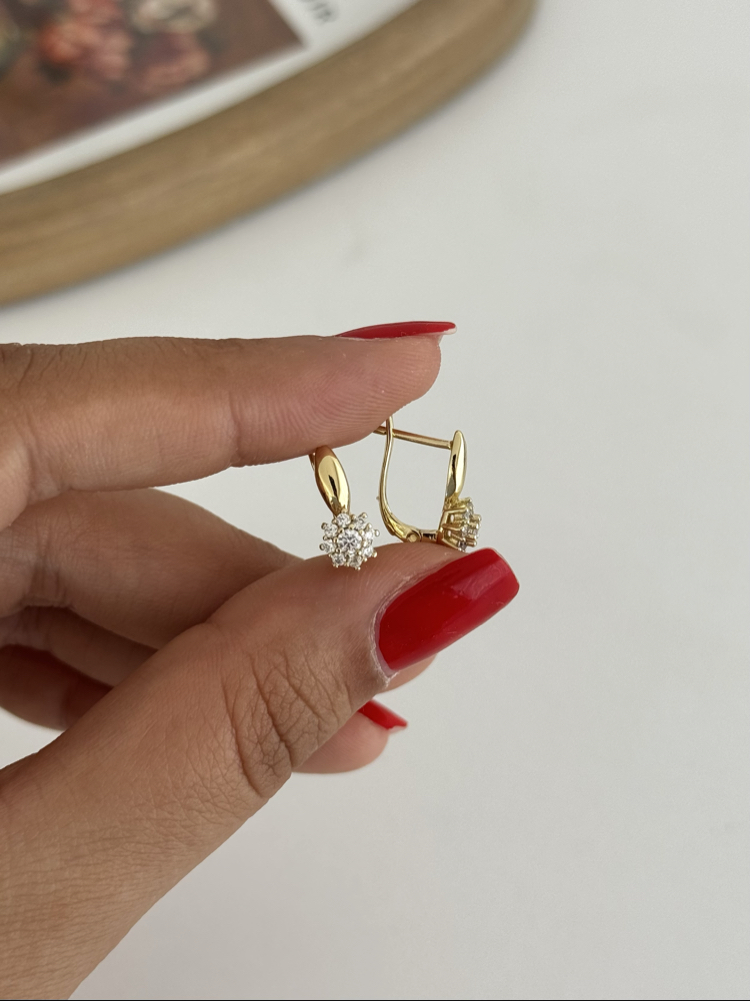 14k Xuping seri çiçek detay küpe 