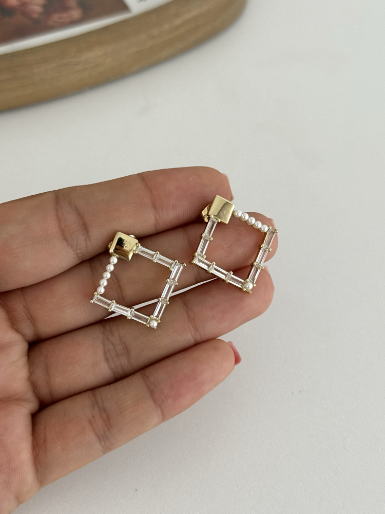 14k Xuping seri inci detay baklava desen küpe 