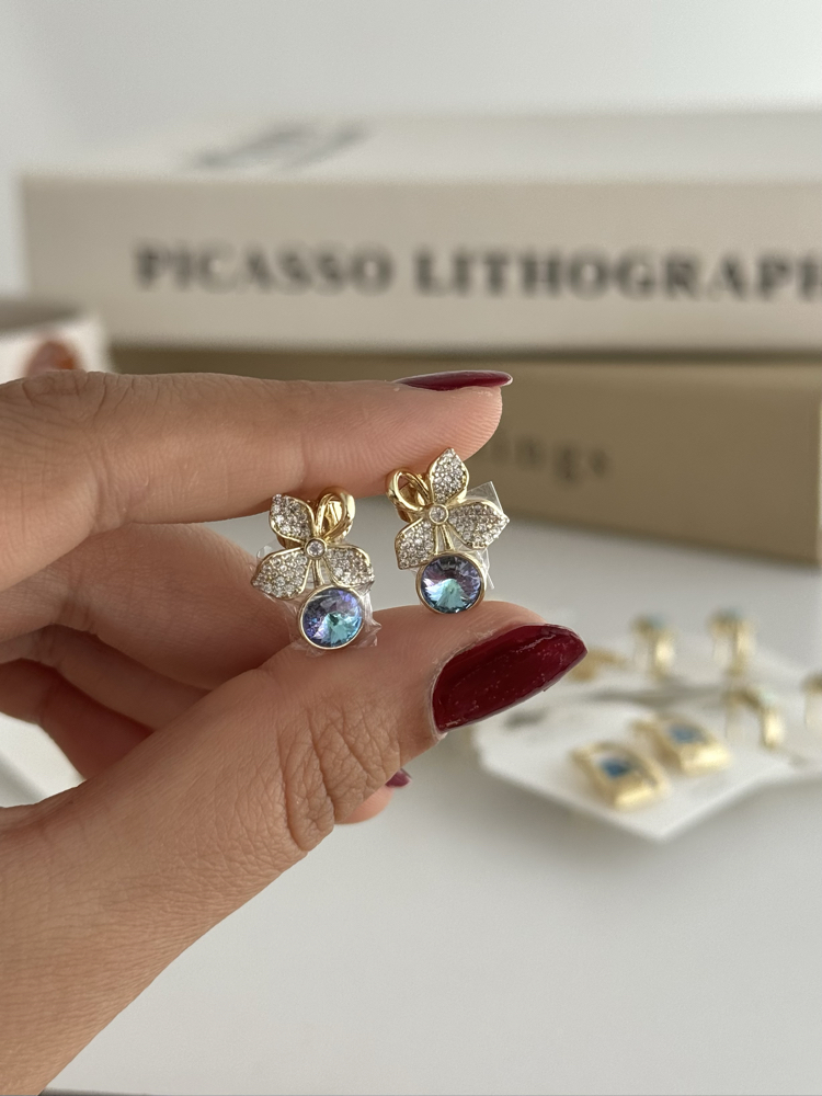 14k Xuping seri swarovski taş Çiçek küpe 