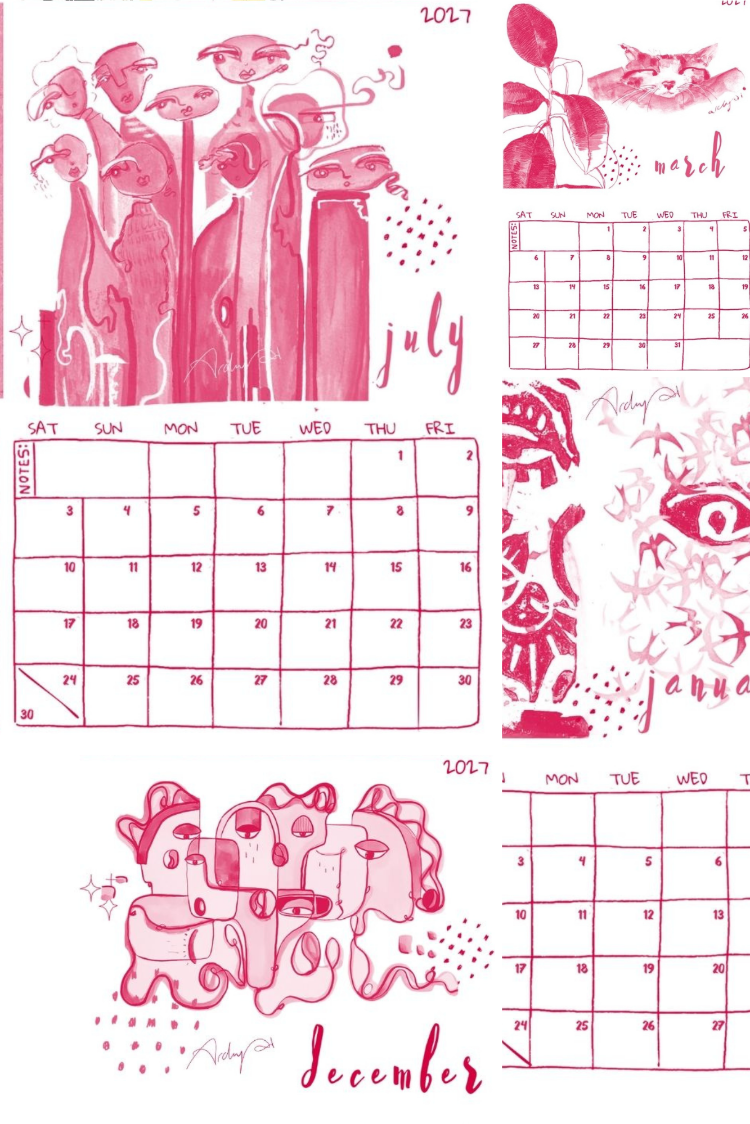 2027 Archydi Takvimi / PINK