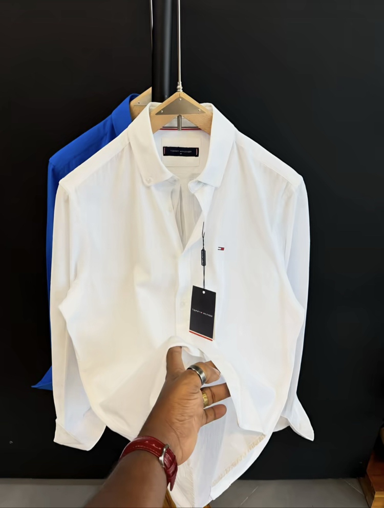 TOMMY - BEYAZ - %100 HAM KETEN GÖMLEK 