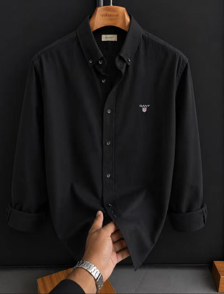 GANT - SİYAH - %100 HAM KETEN GÖMLEK 