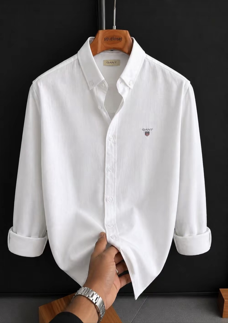 GANT - BEYAZ - %100 HAM KETEN GÖMLEK 