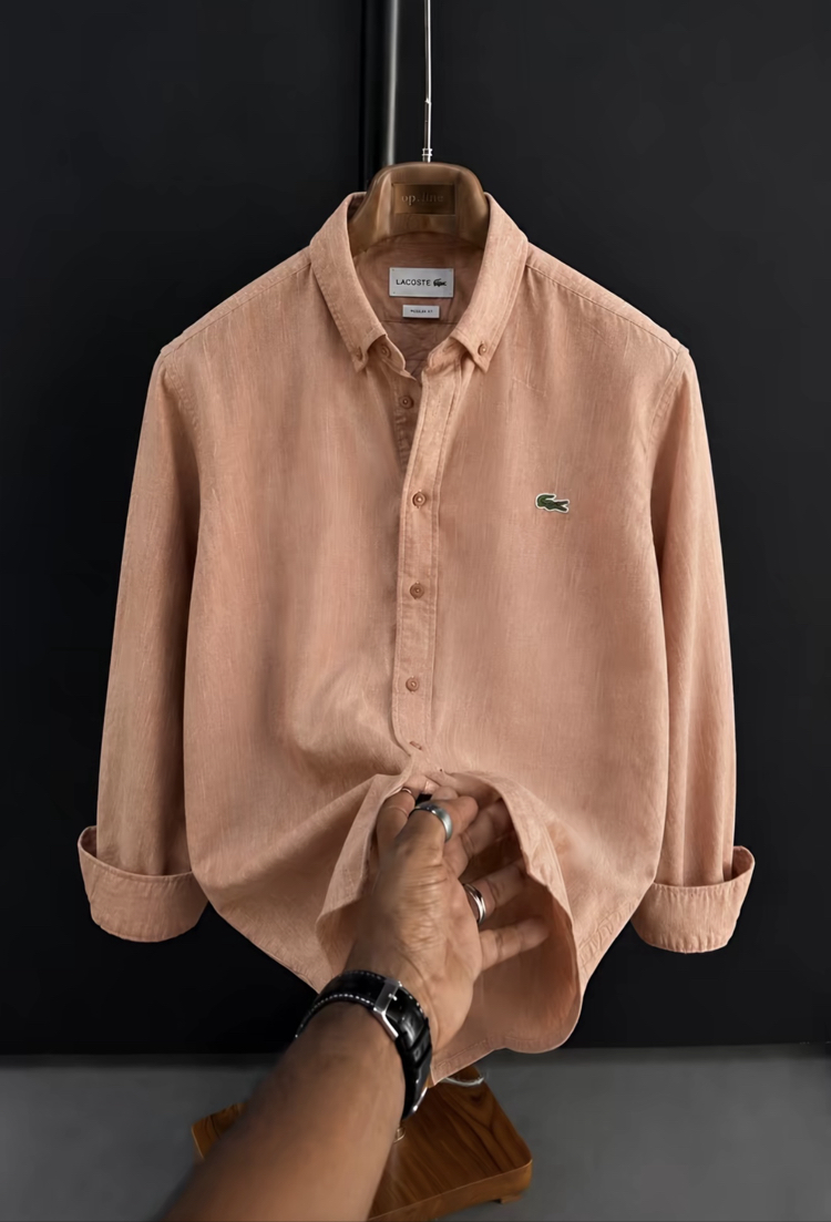 LACOSTE - KAVUN İÇİ - %100 HAM KETEN GÖMLEK 
