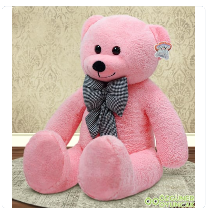 100 CM PEMBE PAPYONLU DEV PELUŞ AYICIK