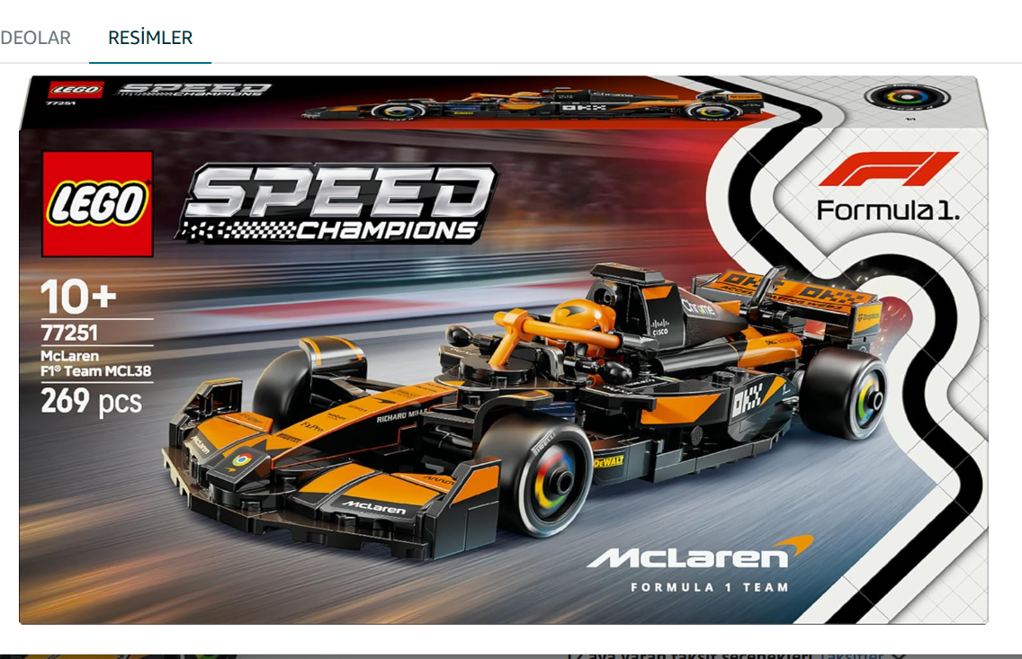 LEGO Speed Champions McLaren F1 Team MCL38 Yarış Arabası 77251  - 269 parça