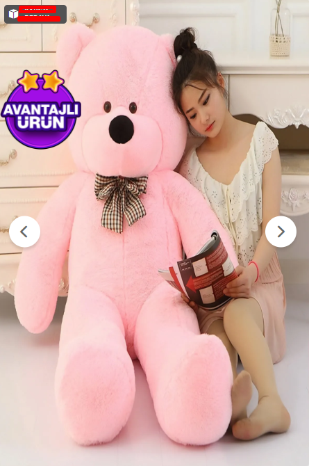 160 CM PEMBE PAPYONLU DEV PELUŞ AYICIK