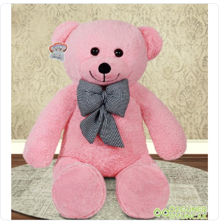 100 CM PEMBE PAPYONLU DEV PELUŞ AYICIK