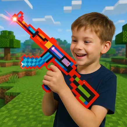 MINECRAFT SESLİ IŞIKLI TÜFEK (ASORTİ RENK)