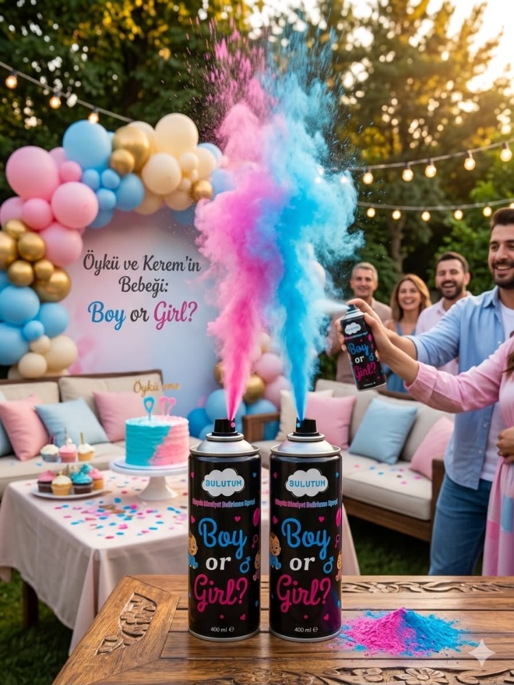 CİNSİYET PARTİSİ İÇİN PEMBE MAVİ SPREY