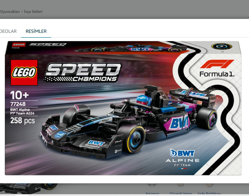 LEGO Speed Champions BWT Alpine F1 Team A524 Yarış Arabası 77248 / 258 parca