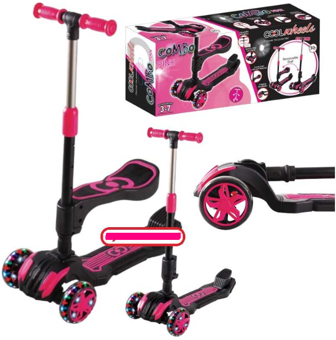 IŞIKLI KATLANIR OTURAKLI SCOOTER PEMBE