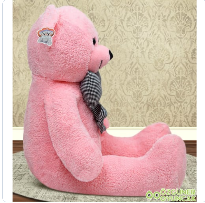 100 CM PEMBE PAPYONLU DEV PELUŞ AYICIK
