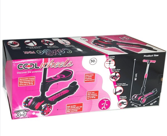 IŞIKLI KATLANIR OTURAKLI SCOOTER PEMBE
