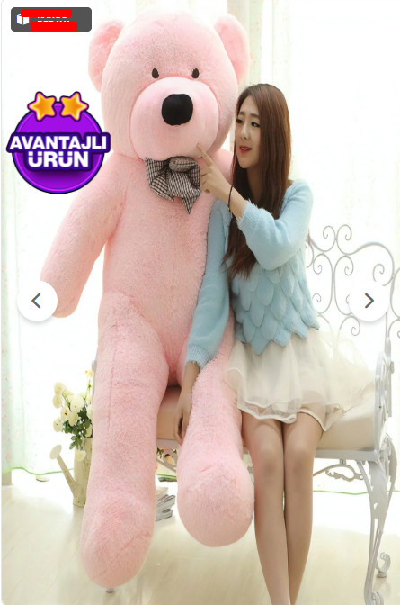 160 CM PEMBE PAPYONLU DEV PELUŞ AYICIK