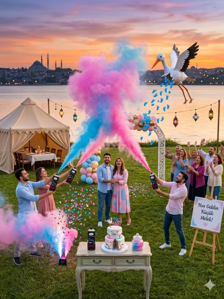 CİNSİYET PARTİSİ İÇİN PEMBE MAVİ SPREY