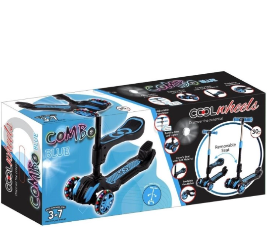 IŞIKLI KATLANIR OTURAKLI SCOOTER MAVİ
