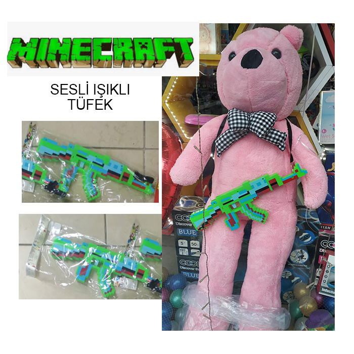 MINECRAFT SESLİ IŞIKLI TÜFEK (ASORTİ RENK)