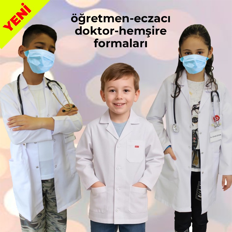 DOKTOR ÖĞRETMEN HEMŞİRE ECZACI BEYAZ FORMA ÖNLÜK 60 CM