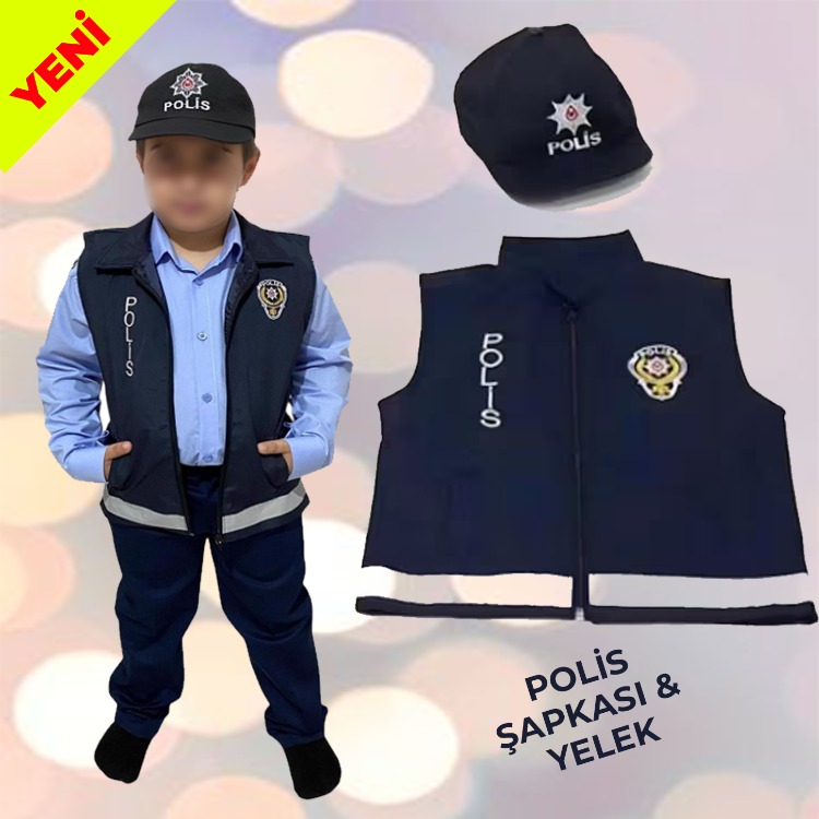 POLİS ŞAPKASI + YELEK 52 CM
