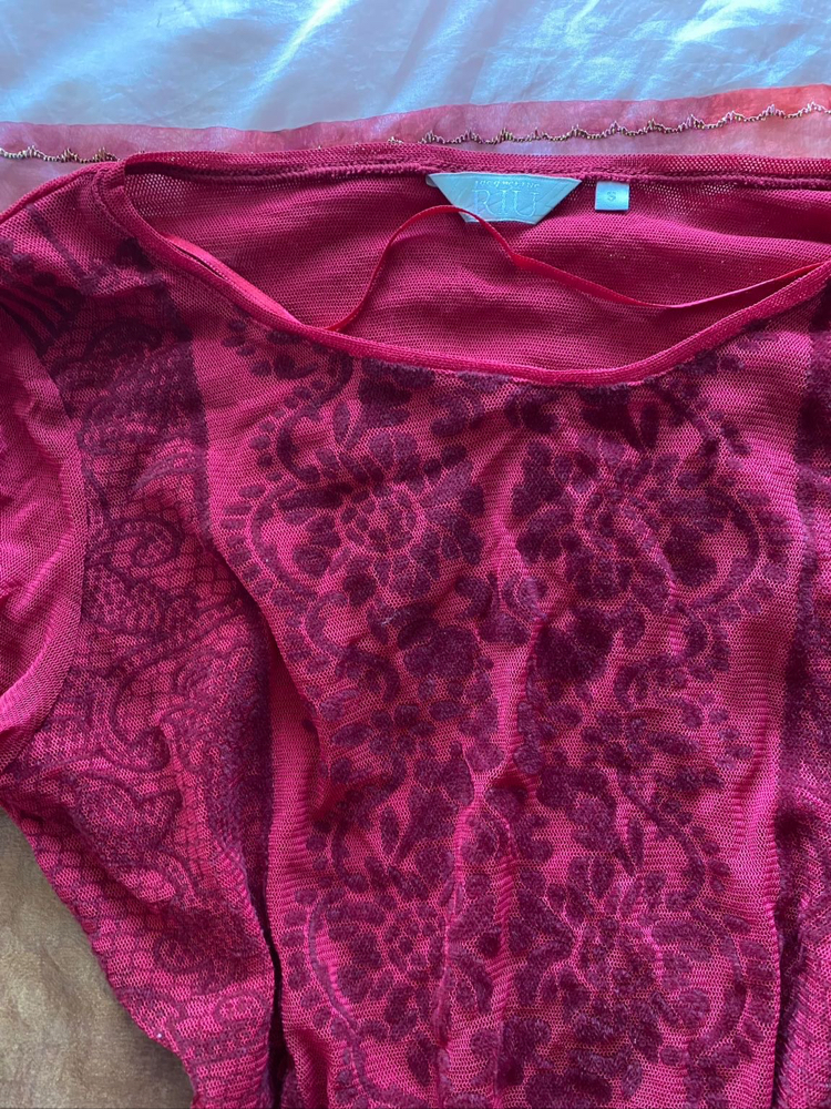 jacqueline riu meshy mushy blouse
