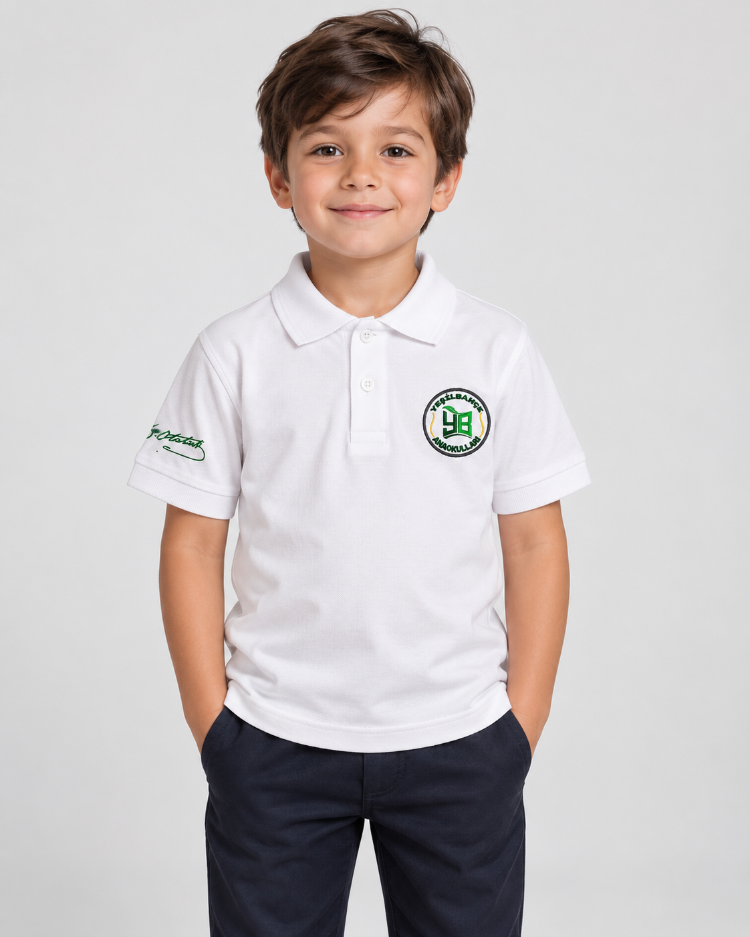 Yeşil Bahçe Anaokulu Logolu Beyaz Polo Yaka Tişört - 2'li Paket