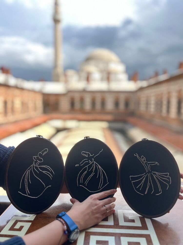 semazen kasnak pano üçlü set