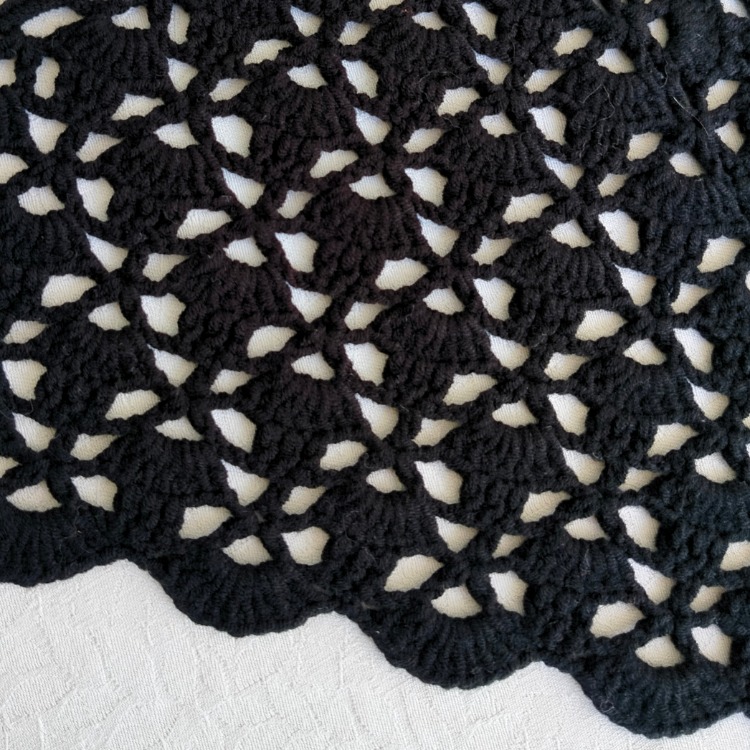 Siyah Yelpaze Örme Bandana