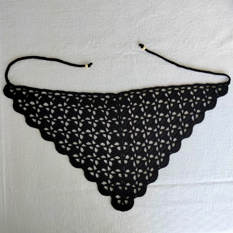 Siyah Yelpaze Örme Bandana