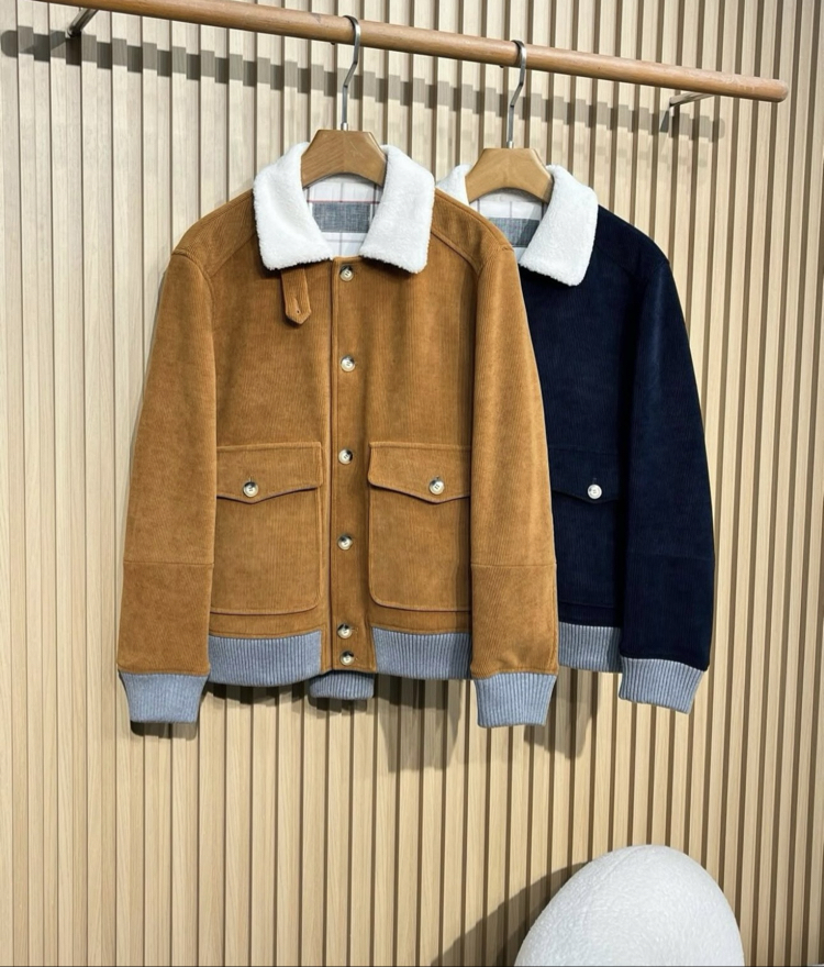 Brunello Cucinelli Corduroy Striped Texture Lapel Jacket