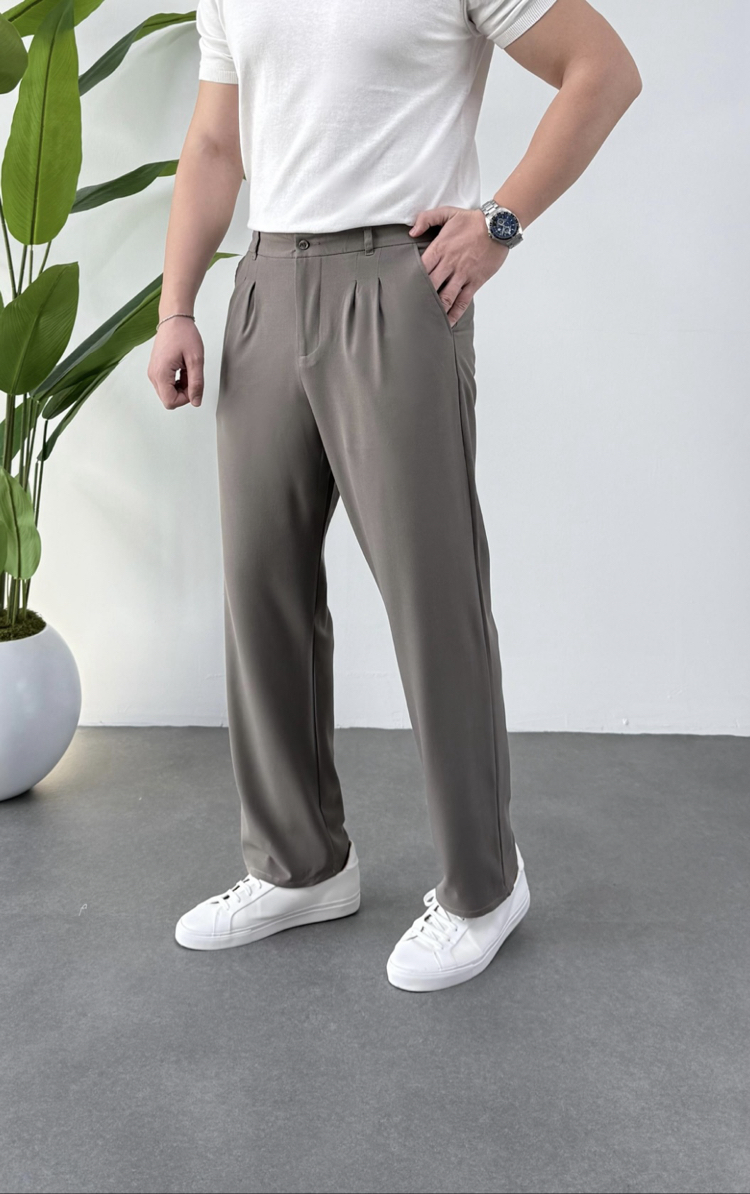 Vizon Renk Baggy Kumaş Pantolon