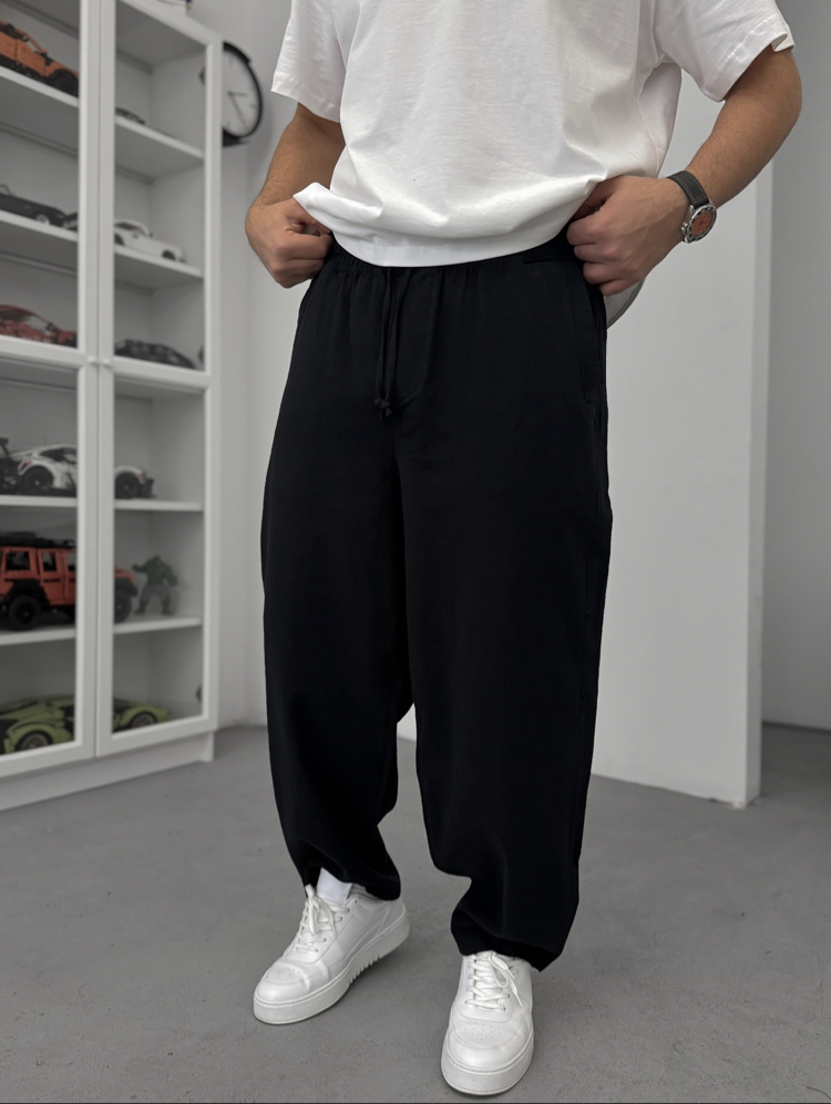 Siyah Keten Pantolon