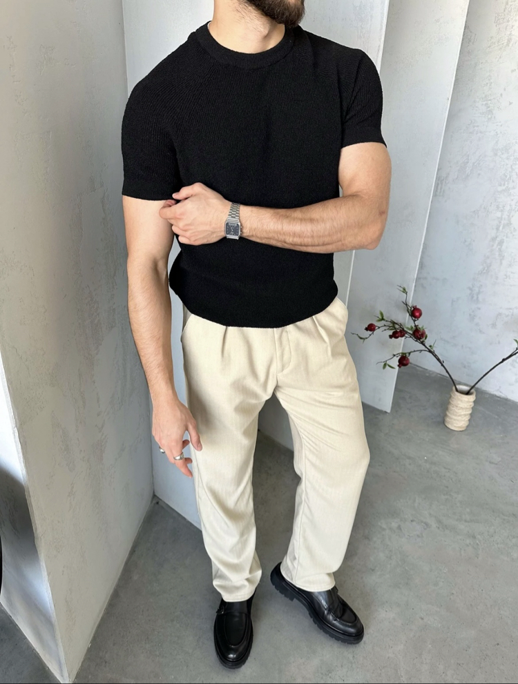 Siyah Renk Triko Tshirt 