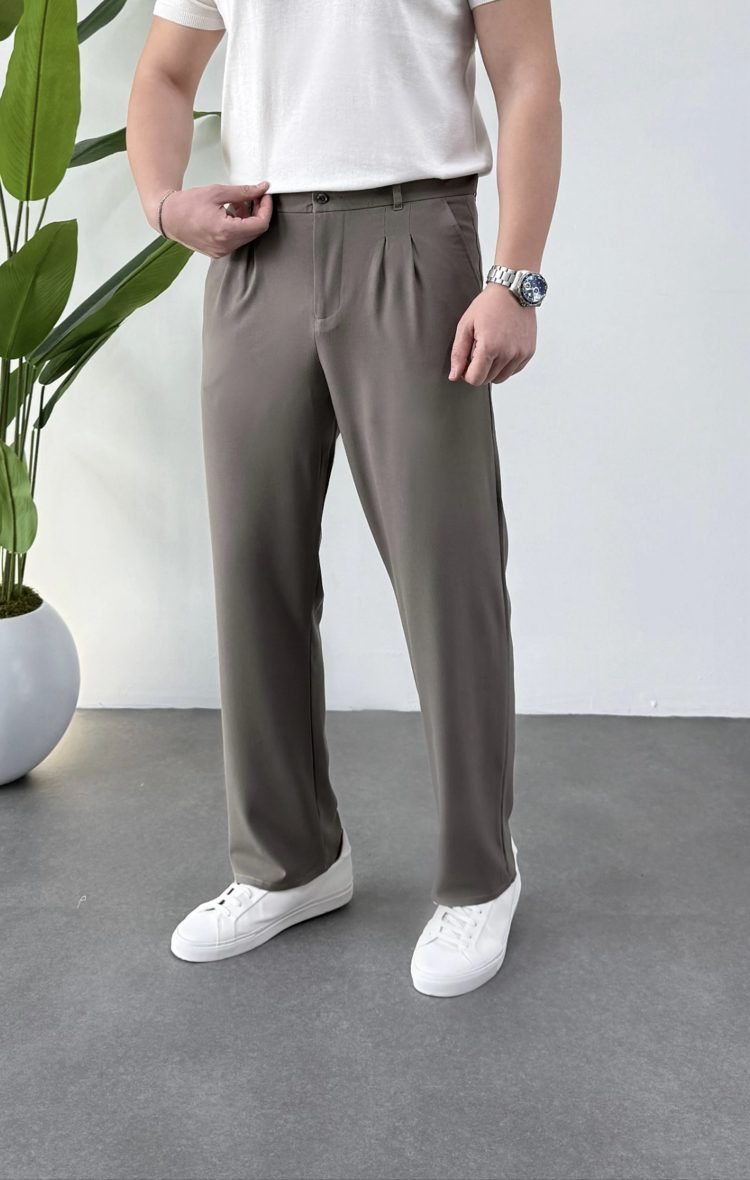 Vizon Renk Baggy Kumaş Pantolon