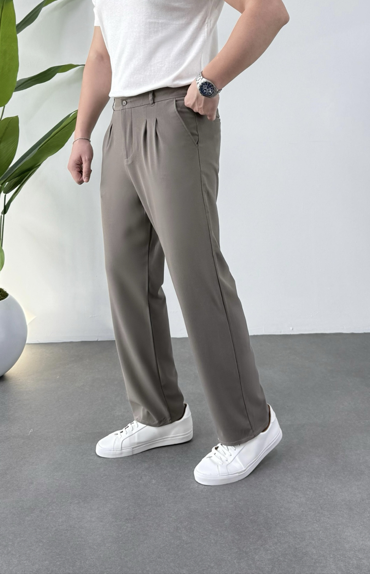 Vizon Renk Baggy Kumaş Pantolon