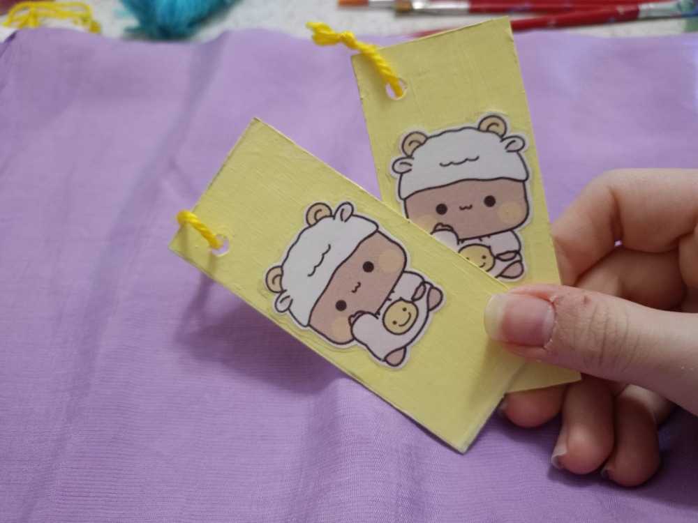 Ayıcıklı pastel Sarı kitap ayracı