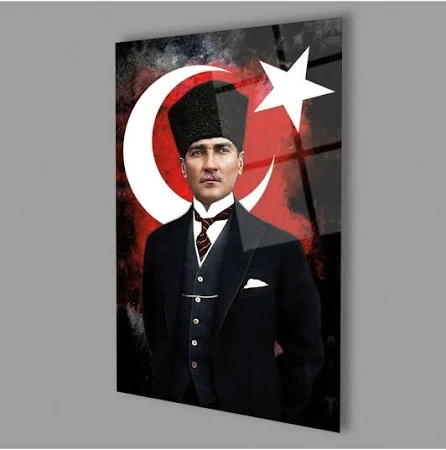 Camdan Tablo Atatürk Silüet Cam Tablo 50X70