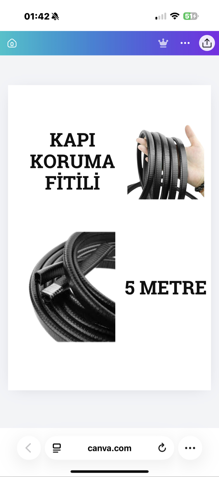 5 Metre Araç Kapı Koruma Fitili – Çarpma Önleyici Kapı Kenar Koruma Şeridi