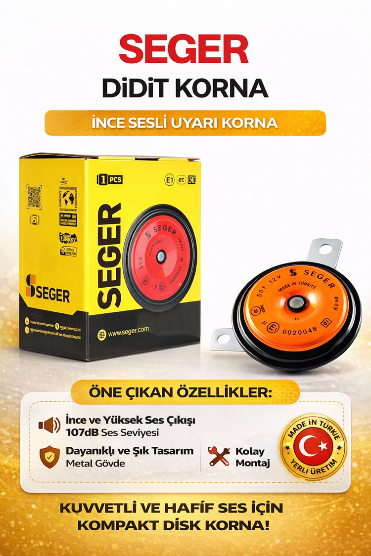 Seger Didit İnce Ses Korna 12V Tekli Disk Korna