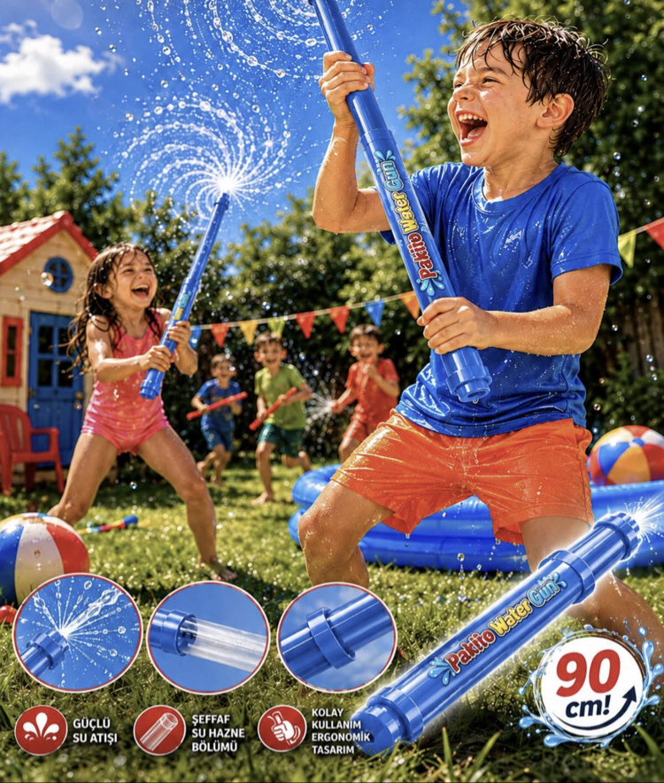 PAKİTO MAVİ OYUNCAK SU POMPASI SUYU ÇEK VE PÜSKÜRT SU TABANCASI WATER GUN