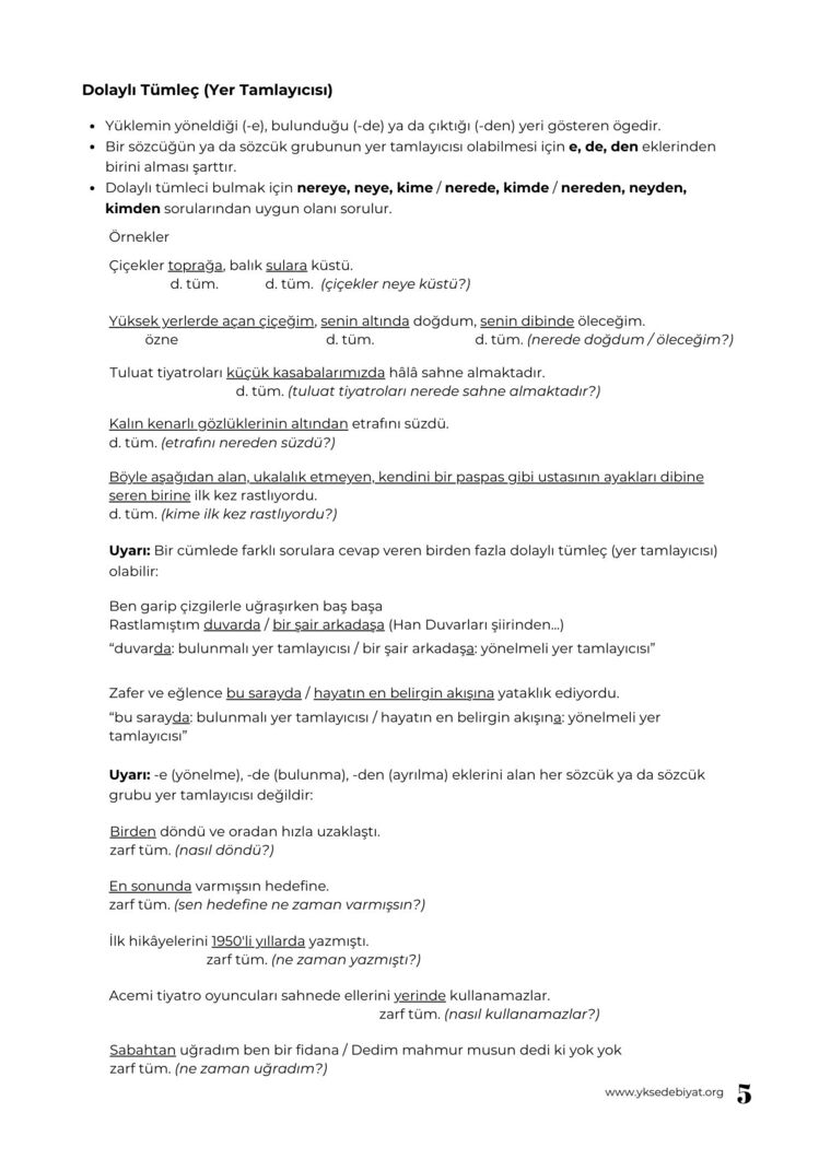 Cümlenin Ögeleri ve Cümle Türleri