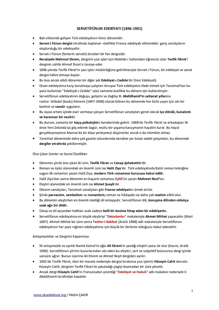 Servetifünun Edebiyatı