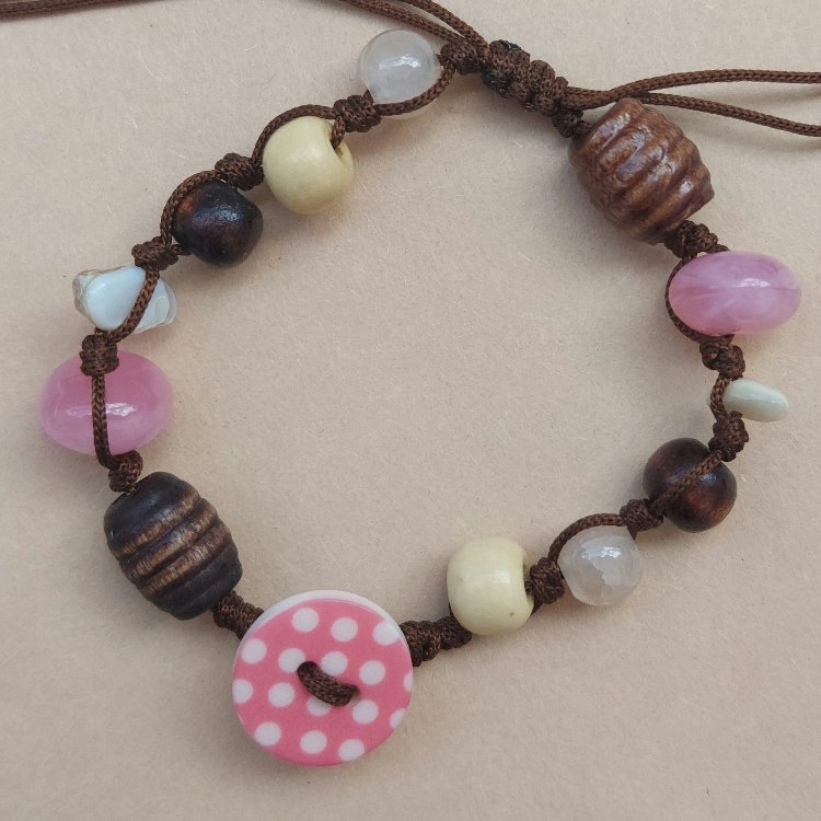 Pink Dotty Button Bileklik