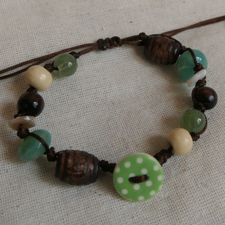 Green Dotty Button Bileklik